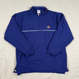 Adidas Vintage Blue Nylon 1/4 Zip Y2K Pullover Windbreaker Jacket Mens L